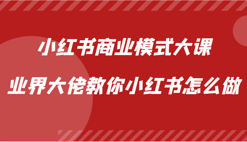 小红书商业模式大课，业界大佬教你小红书怎么做【视频课】-乐优网创