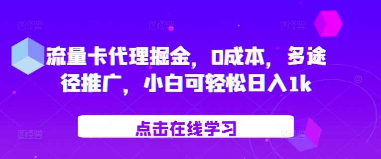 流量卡代理掘金，0成本，多途径推广，小白可轻松日入1k-乐优网创