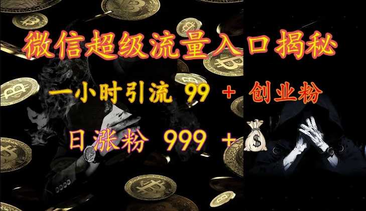 微信超级流量入口揭秘：一小时引流 99 + 创业粉，日涨粉 999 +-乐优网创