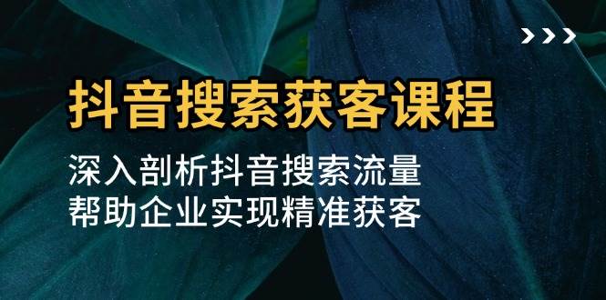 （13465期）抖音搜索获客课程：深入剖析抖音搜索流量，帮助企业实现精准获客-乐优网创