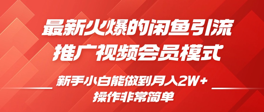 最新火爆的闲鱼引流推广视频会员，新手小白能做到月入2W+-乐优网创