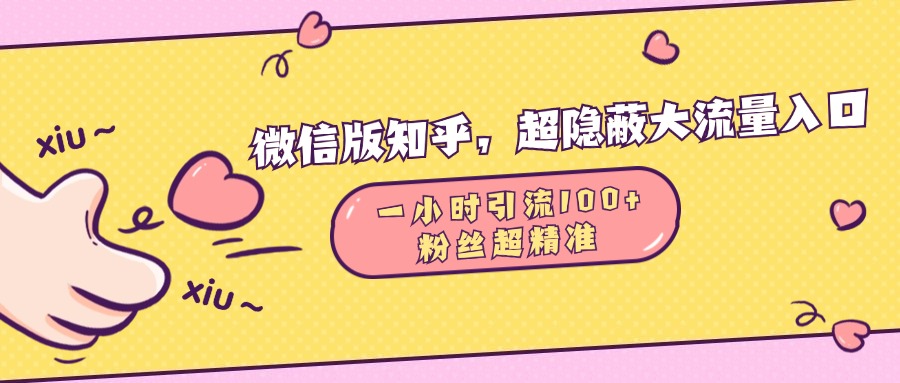 微信版知乎，超隐蔽流量入口，一小时引流100人，粉丝质量超高-乐优网创