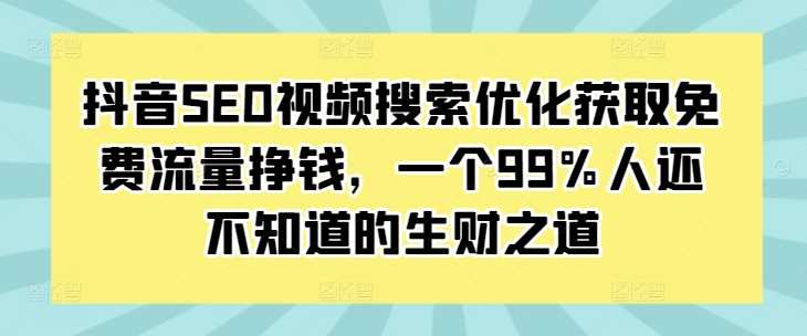 抖音SEO视频搜索优化获取免费流量挣钱，一个99%人还不知道的生财之道-乐优网创