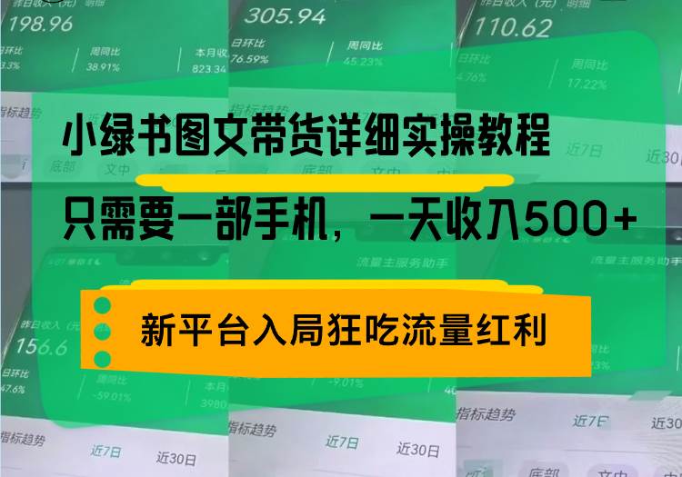 （13509期）小绿书图文带货详细实操教程，只需要一部手机，一天收入500+，轻松变现-乐优网创