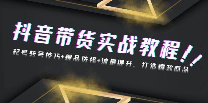 （13526期）抖音带货实战教程：起号转号技巧+爆品选择+流量提升，打造爆款商品-乐优网创