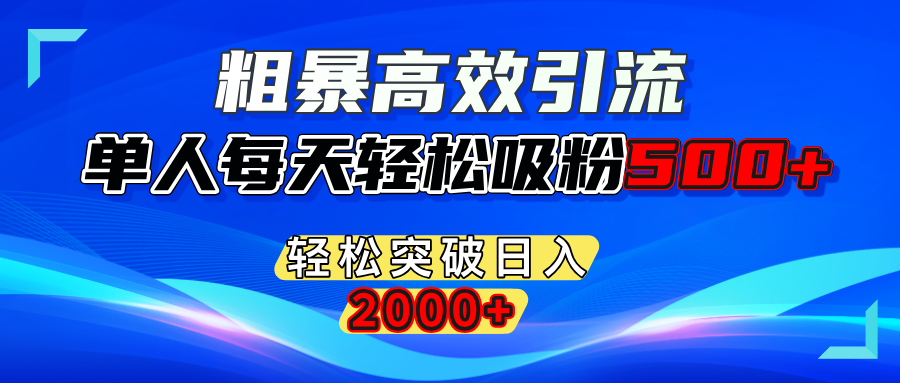 粗暴高效引流,单人每天轻松吸粉500+,轻松突破日入2000+-乐优网创